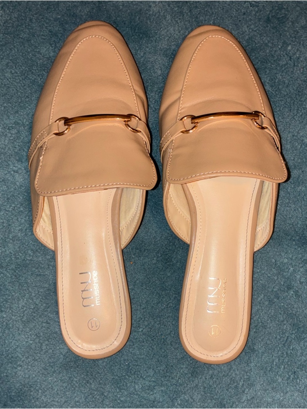 Miss Shoe Tan Backless Mule with Gold Bit